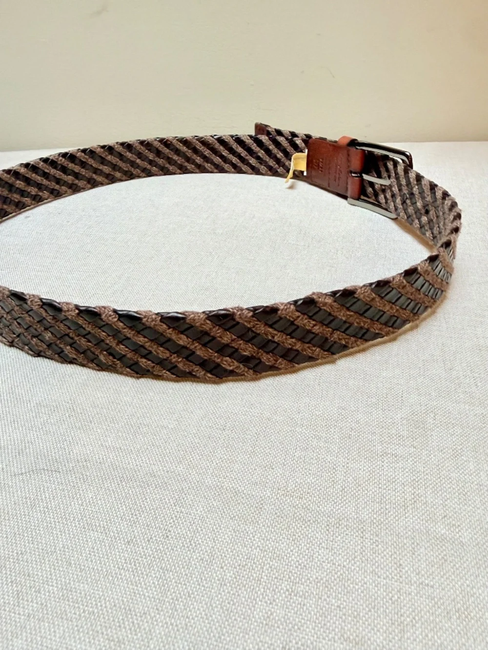 Tommy Bahama Fabric and Leather Men’s Braided Belt Brown and Black 34